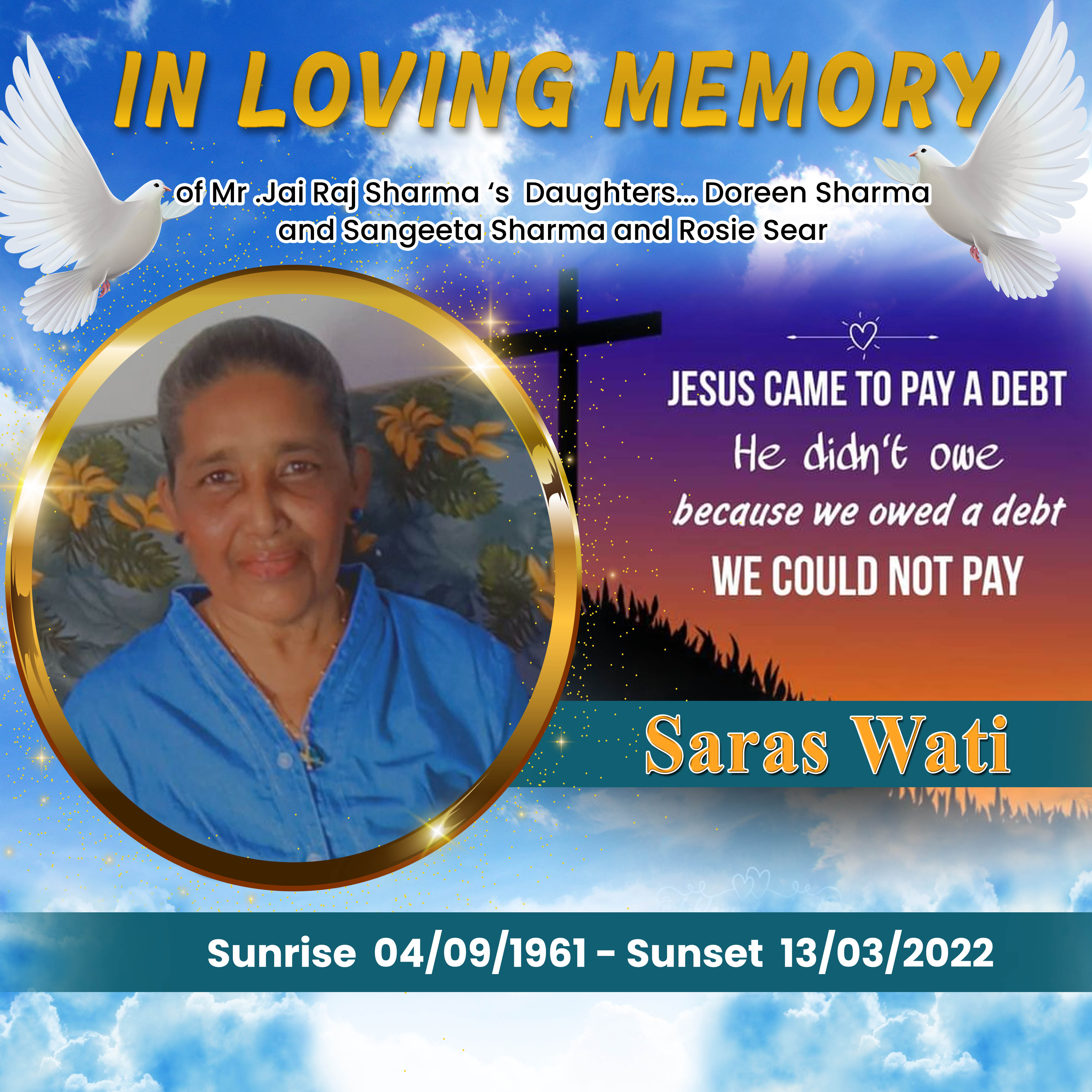Saras Wati Funeral Banner